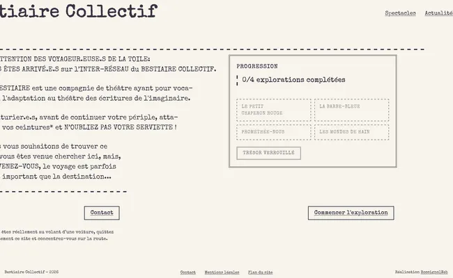 Capture du site Bestiaire Collectif